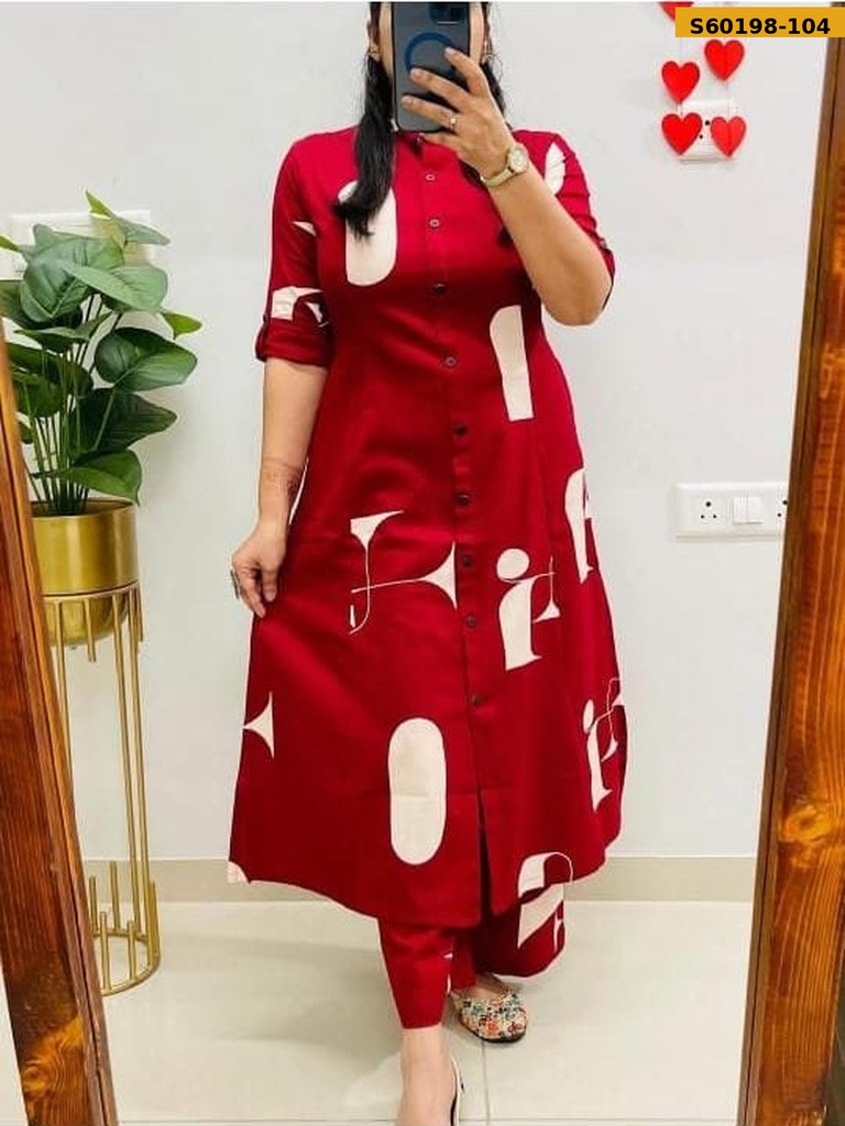 Fancy Rayon slub Kurti with pant