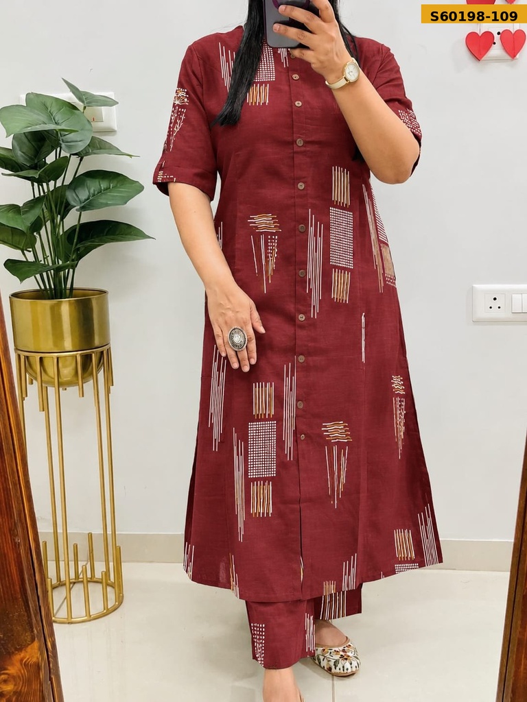 Fancy Rayon slub Kurti with pant