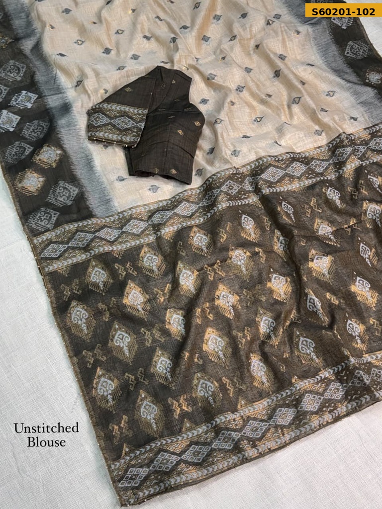 Fancy linen cotton saree